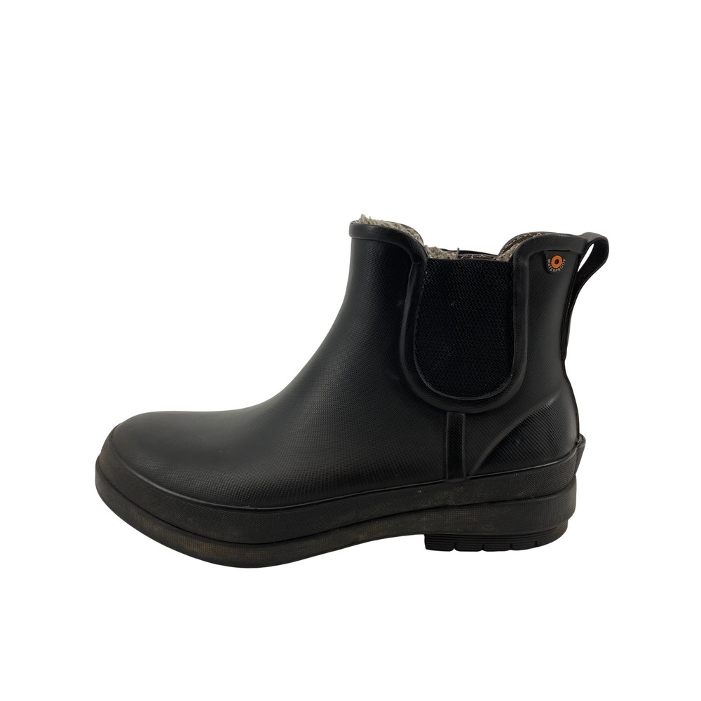 Bogs Amanda II Chelsea Rain Boots Womens 8 Black Excellent Waterproof Faux Fur